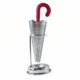 Stainless Steel Umbrella Tea Strainer with Stand Drip Tray Reusable Tea Infuser Filter (1 Pc)