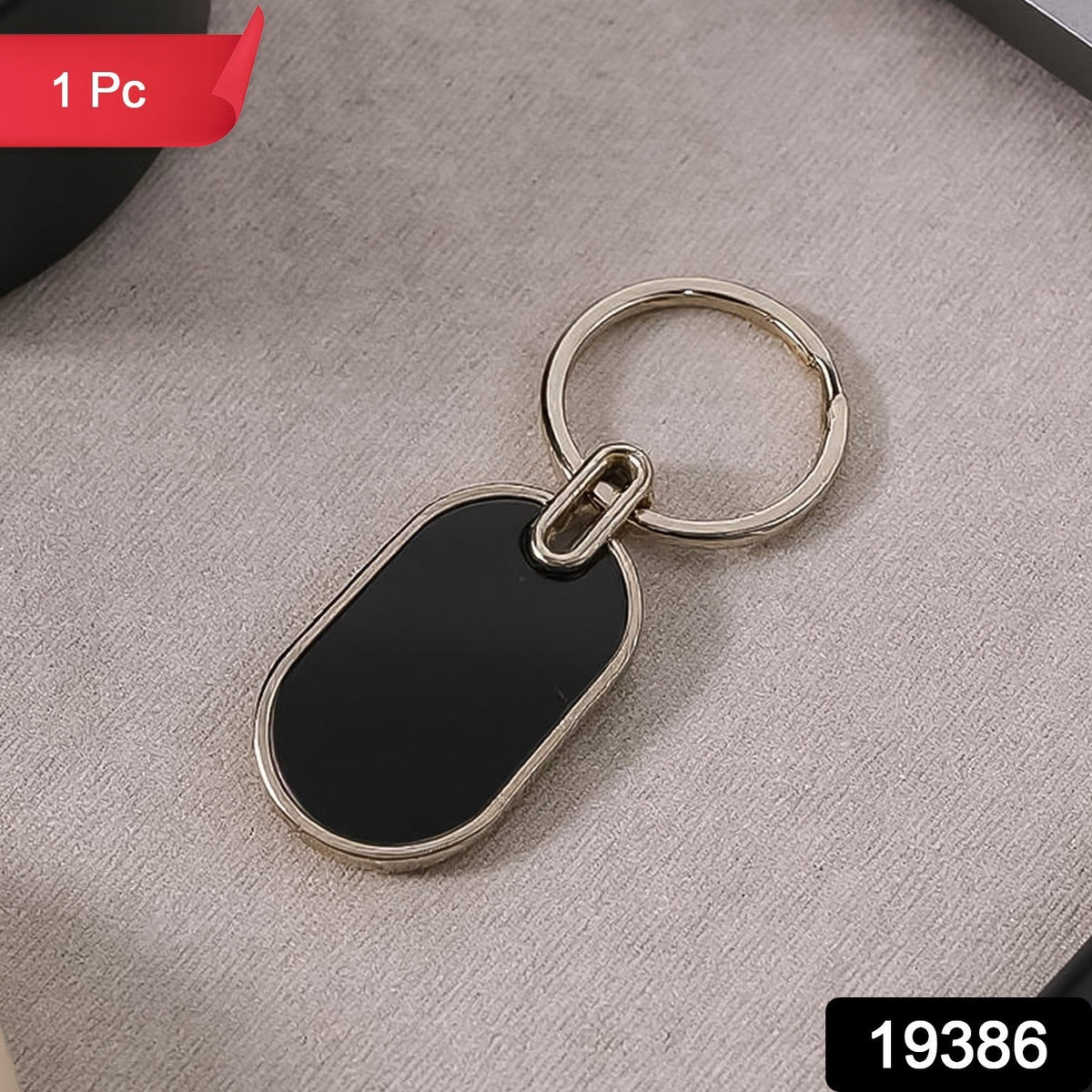 Twin Tone Sleek Oval Keychain
