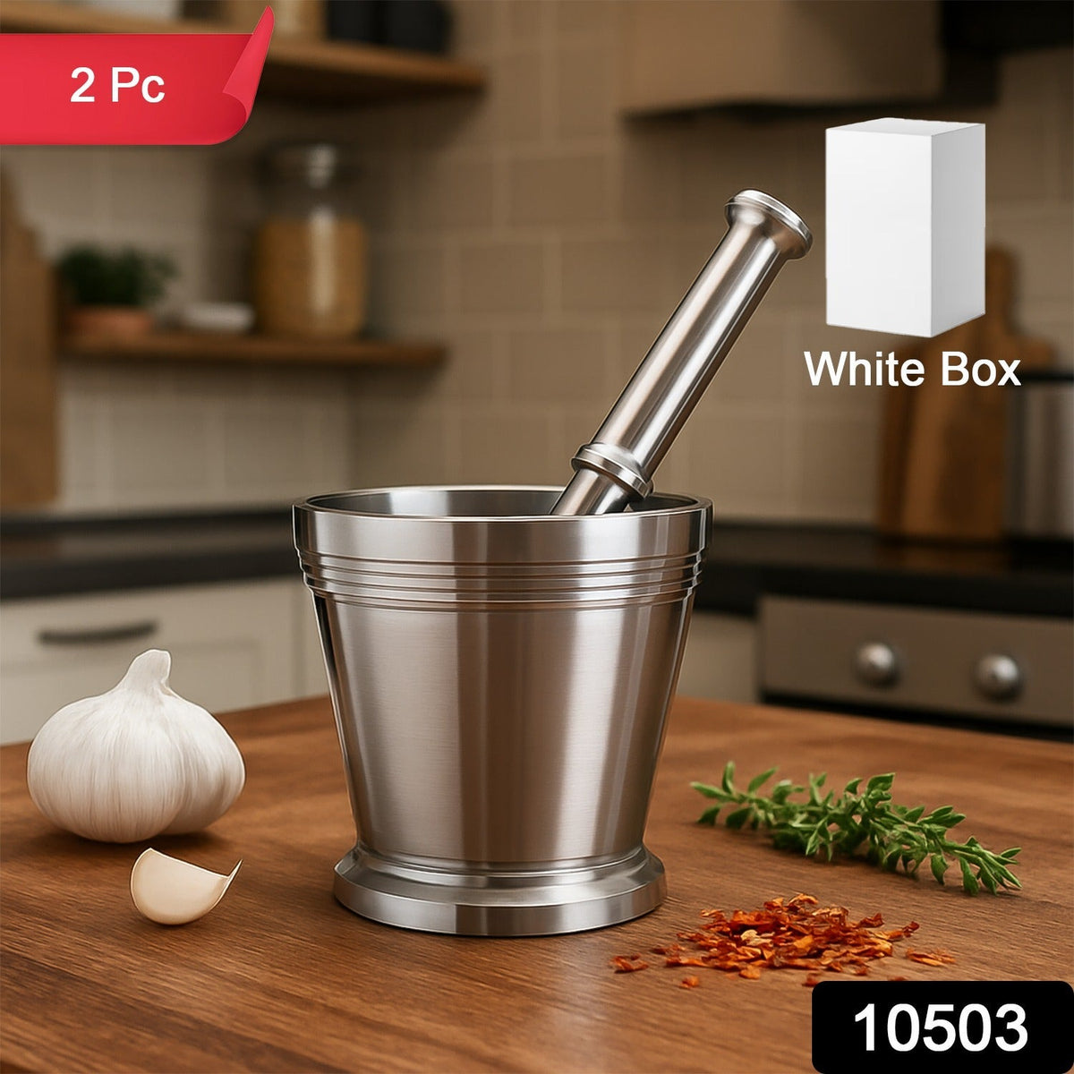 Heavy-Duty Stainless Steel Mortar