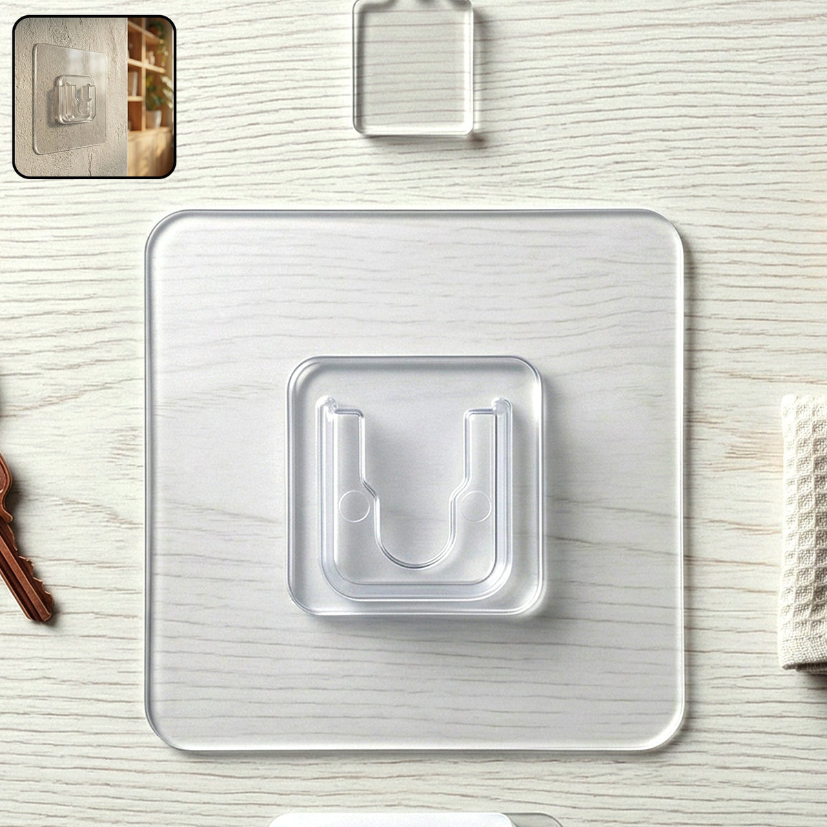 Transparent adhesive wall hook