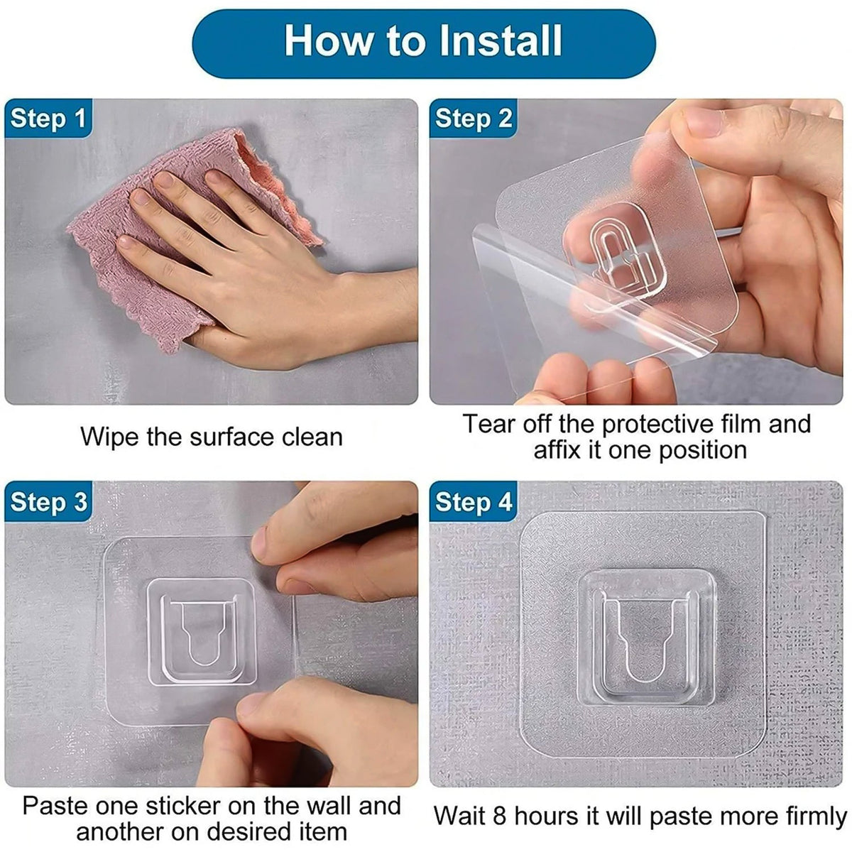 plastic transparent adhesive hook