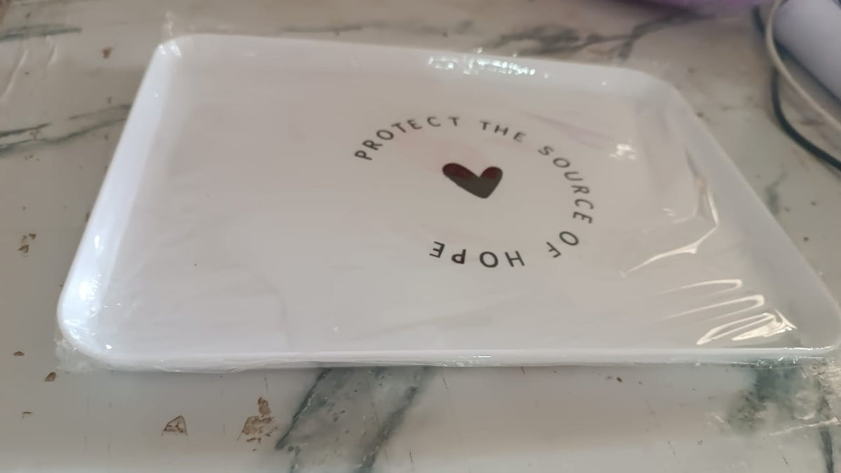 Elegant Printed Plastic Serving Tray with Motivational Quote