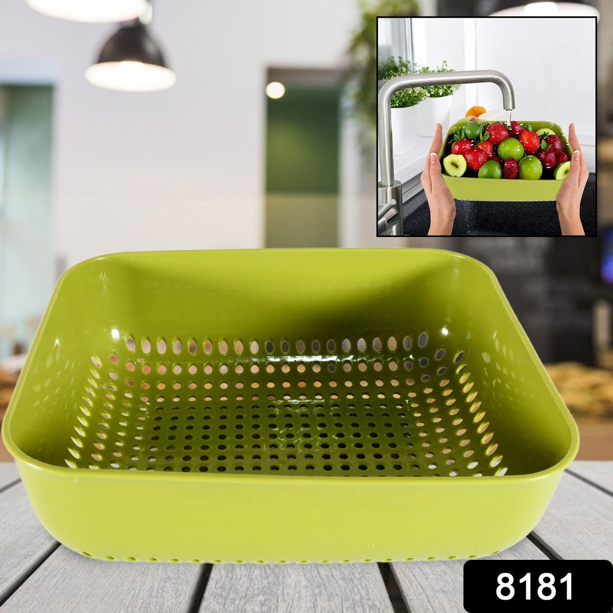 Multipurpose Small Plastic Kitchen Basket, Vegetables and Fruits Washing, (20x17 Cm)