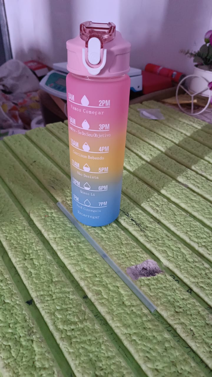 Plastic Colorful Motivational Water Bottle with Straw (750 ML)