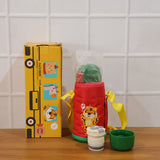 550 ML Kids Cartoon Printed Water Bottle with Straw and Carry Sling Bag