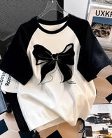 Unisex Oversized Raglan black bow