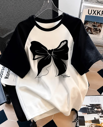Unisex Oversized Raglan black bow