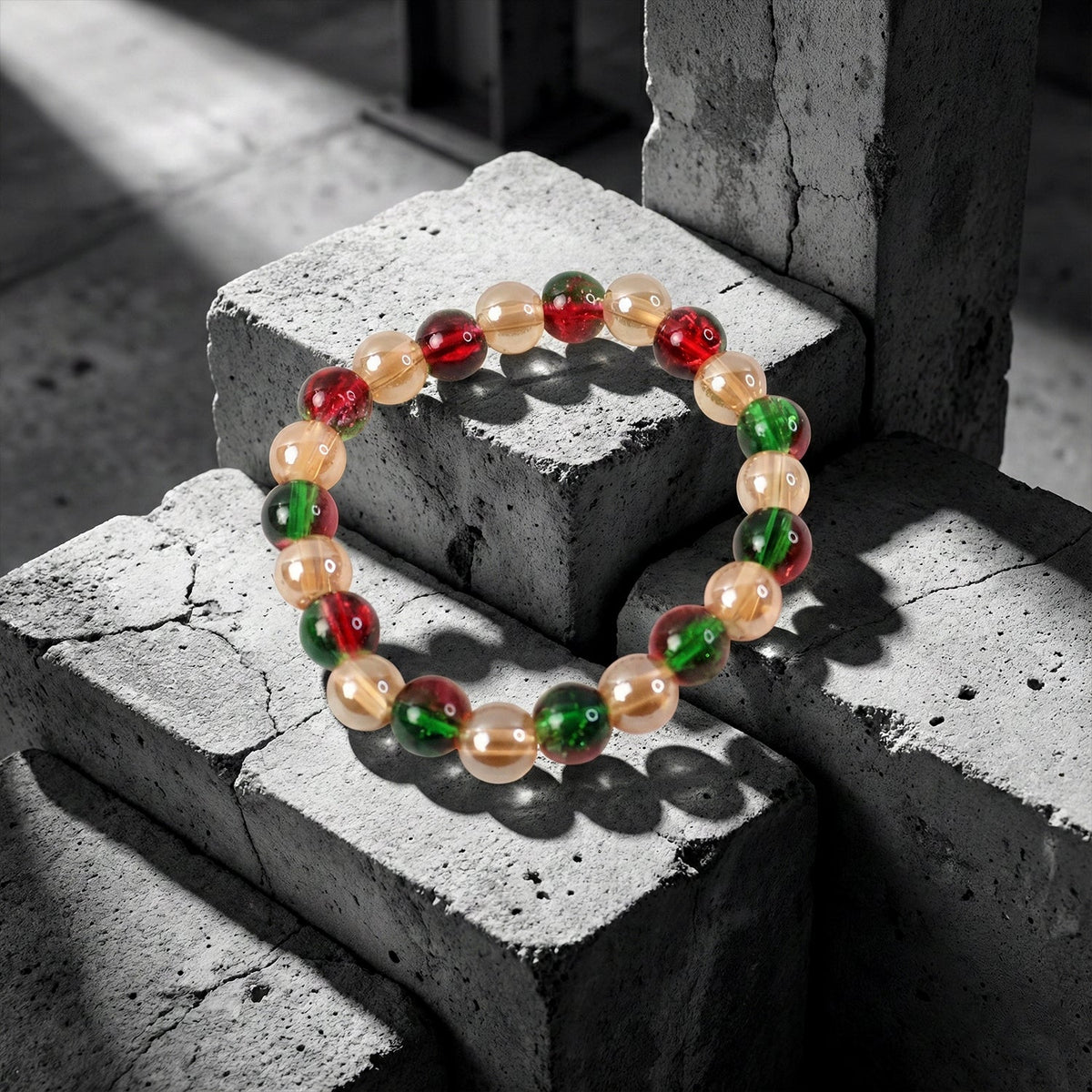 Multicolor Glossy Bead Stretch Bracelet  (1 Pc)