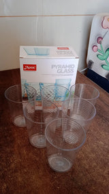Apex Pyramid Ringo Plastic Glass – 300ml Approx | Durable, Crystal-Clear Tumbler