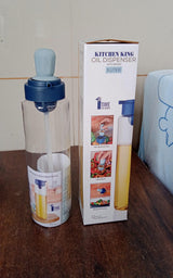 2 in 1 Transparent Oil Dispenser with Silicone Oil Dropper Nozzle (1 Pc / With Brush / 1 Ltr)