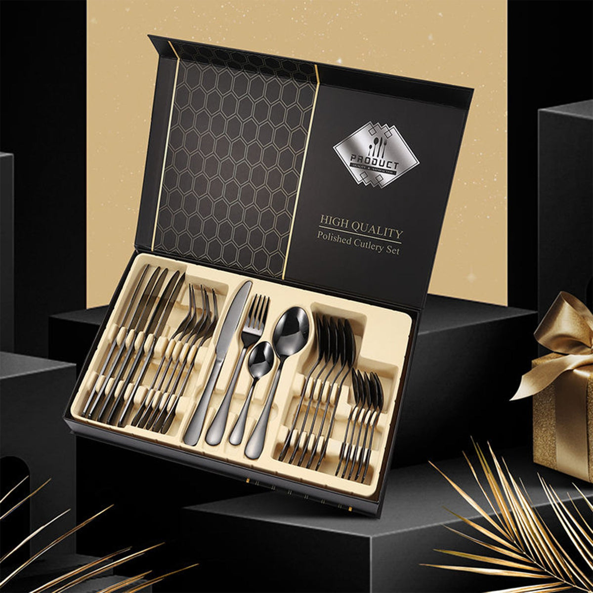 Premium Stainless Steel Polished Cutlery Set (24 Pc)