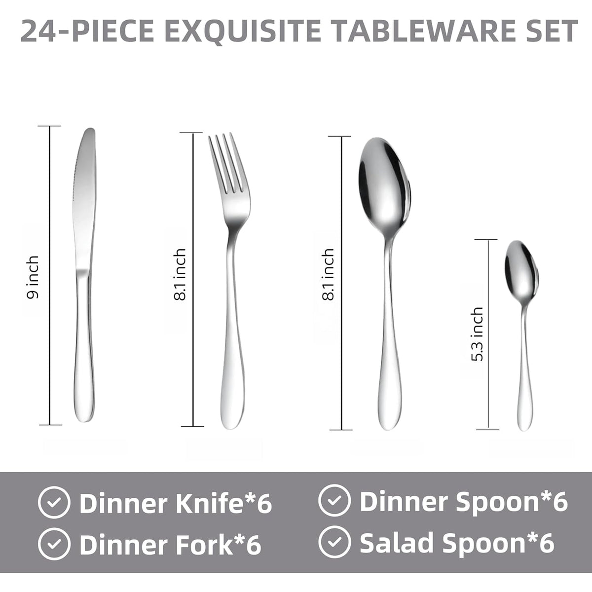 Premium Stainless Steel Polished Cutlery Set (24 Pc)