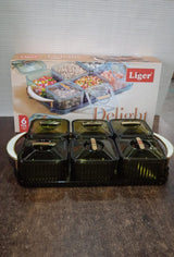 Liger Multipurpose Transparent Spice Jar Set with Tray and Lids 400ML Approx (6 Pc)