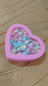 Adorable Playful Decorative Rings Children In Heart Shaped Storage Box (35 Pcs Aprpox