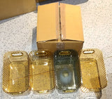 Premium Ribbed Transparent Storage Basket with Gold Handle  25×14 cm 4 Pc