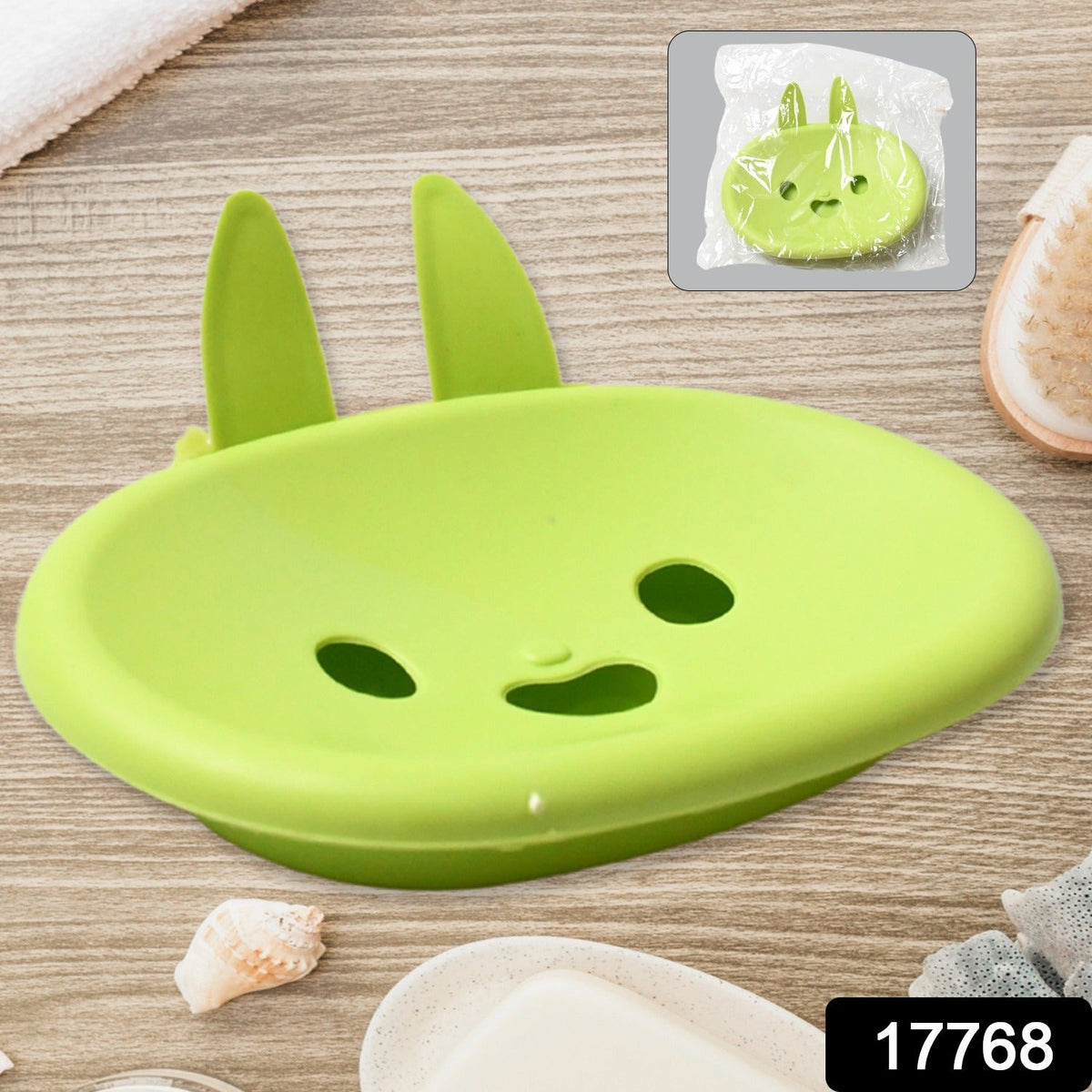 Soap Box  Cute Rabbit Shape Double Bowl Plastic Rack Storage