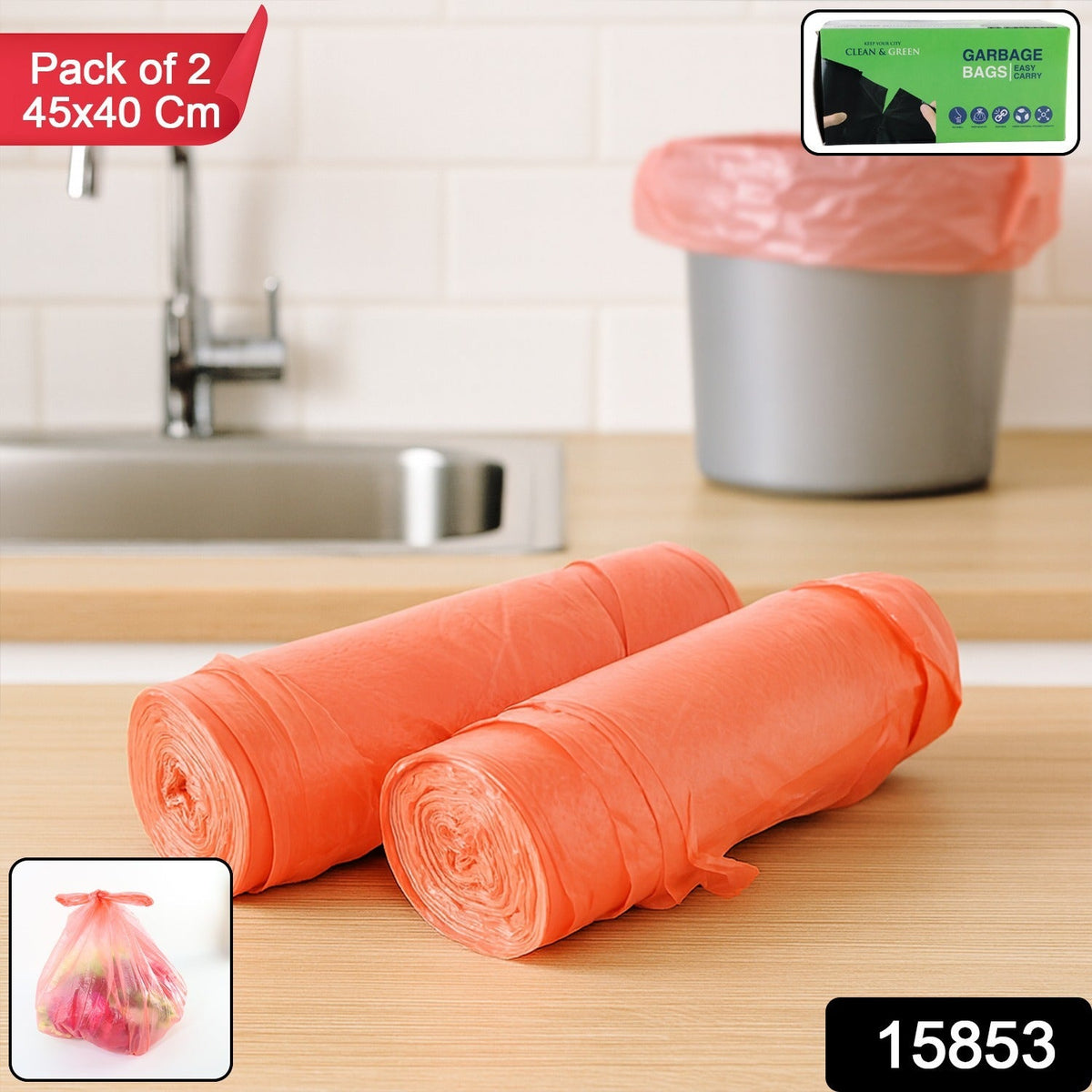 Clean & Garbage Bags - (Pack of 2 Rolls / 45×40 cm )