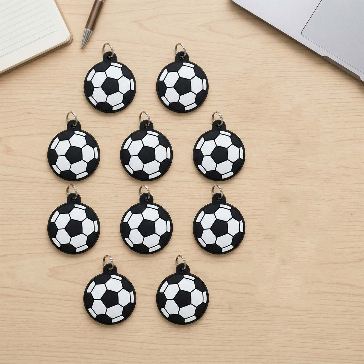 Football Design Shape Bag Charm Keychain Set (10 Pc)
