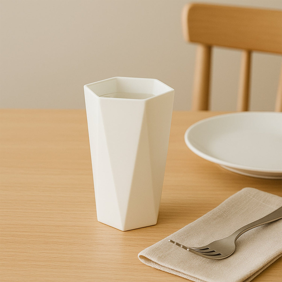 Hexagon Shape Plastic Drinking Glass Set (6 Pc)
