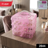 3-Tier Transparent Craft Storage Box with 18 Adjustable Compartments
