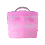 3-Tier Transparent Craft Storage Box with 18 Adjustable Compartments