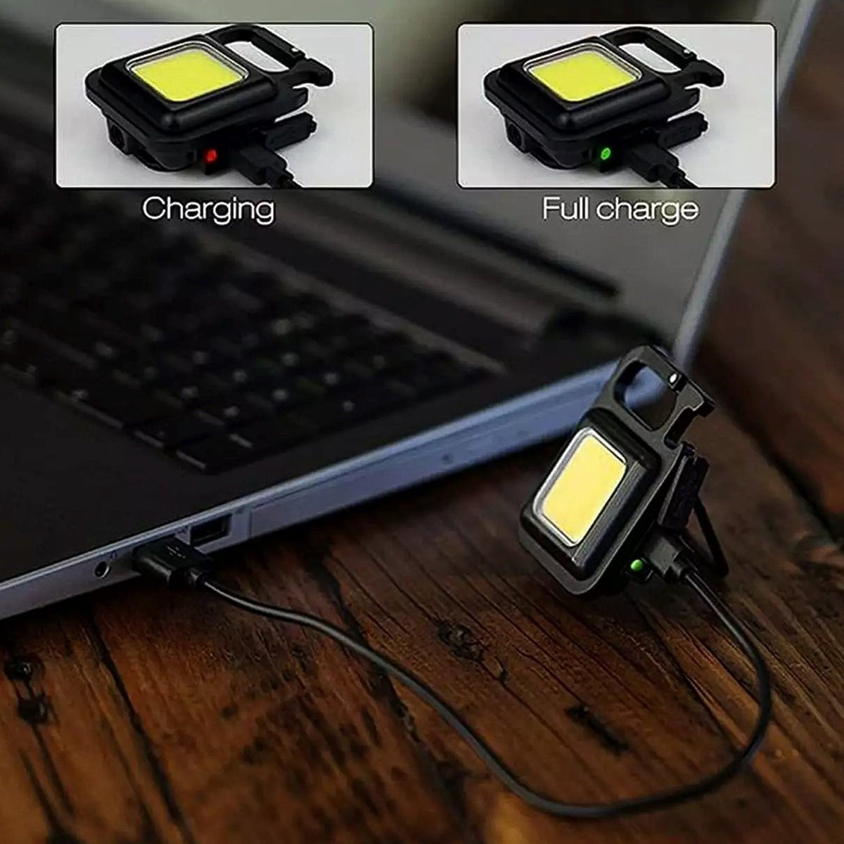 Mini Rechargeable Keychain Flashlight - 4 Light Modes Folding Bracket & Magnetic Base