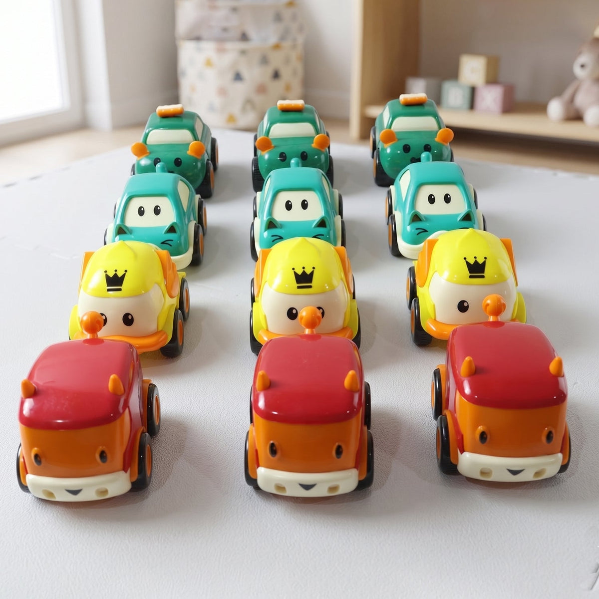 Funwoods Scurry Toy Cars for Kids - 12 Pcs, Colorful, Fun & Interactive Cars