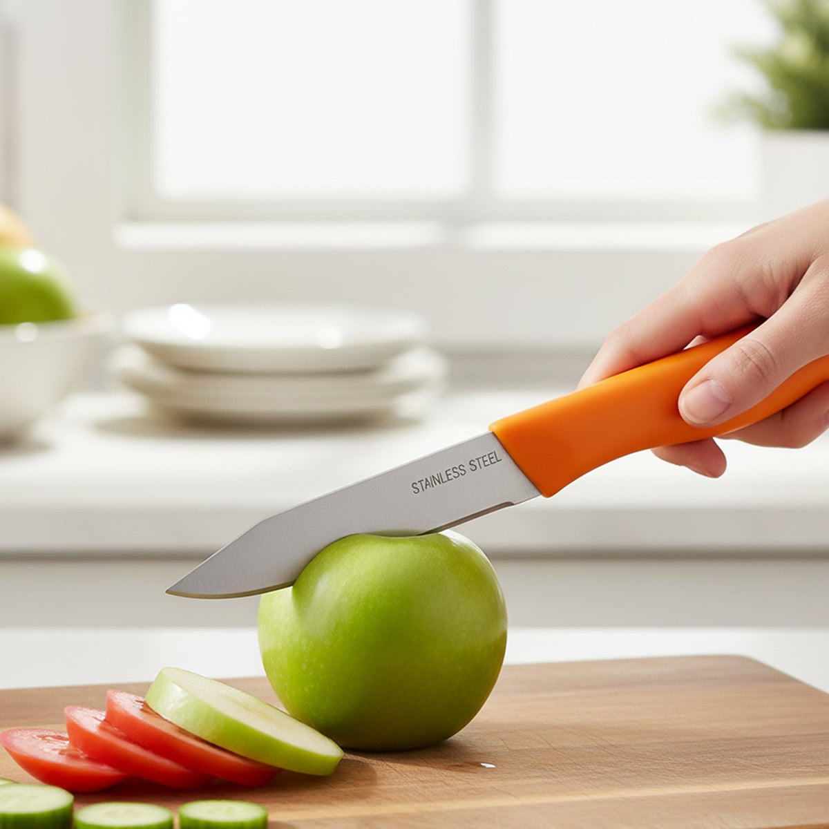 Durable utility kitchen knife for chopping and slicing