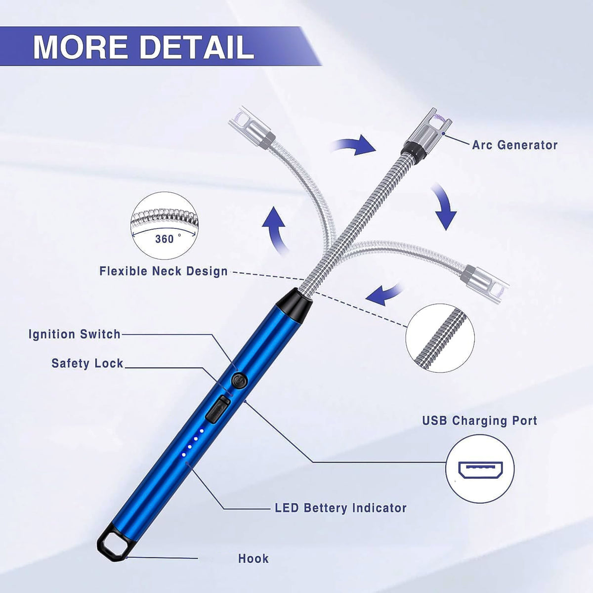 Long Neck Rechargeable Electric Arc Lighter