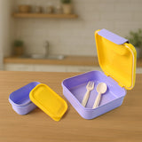 Kids Lunch Box Set with Small Inner Container, Spoon & Fork (1 Pc)