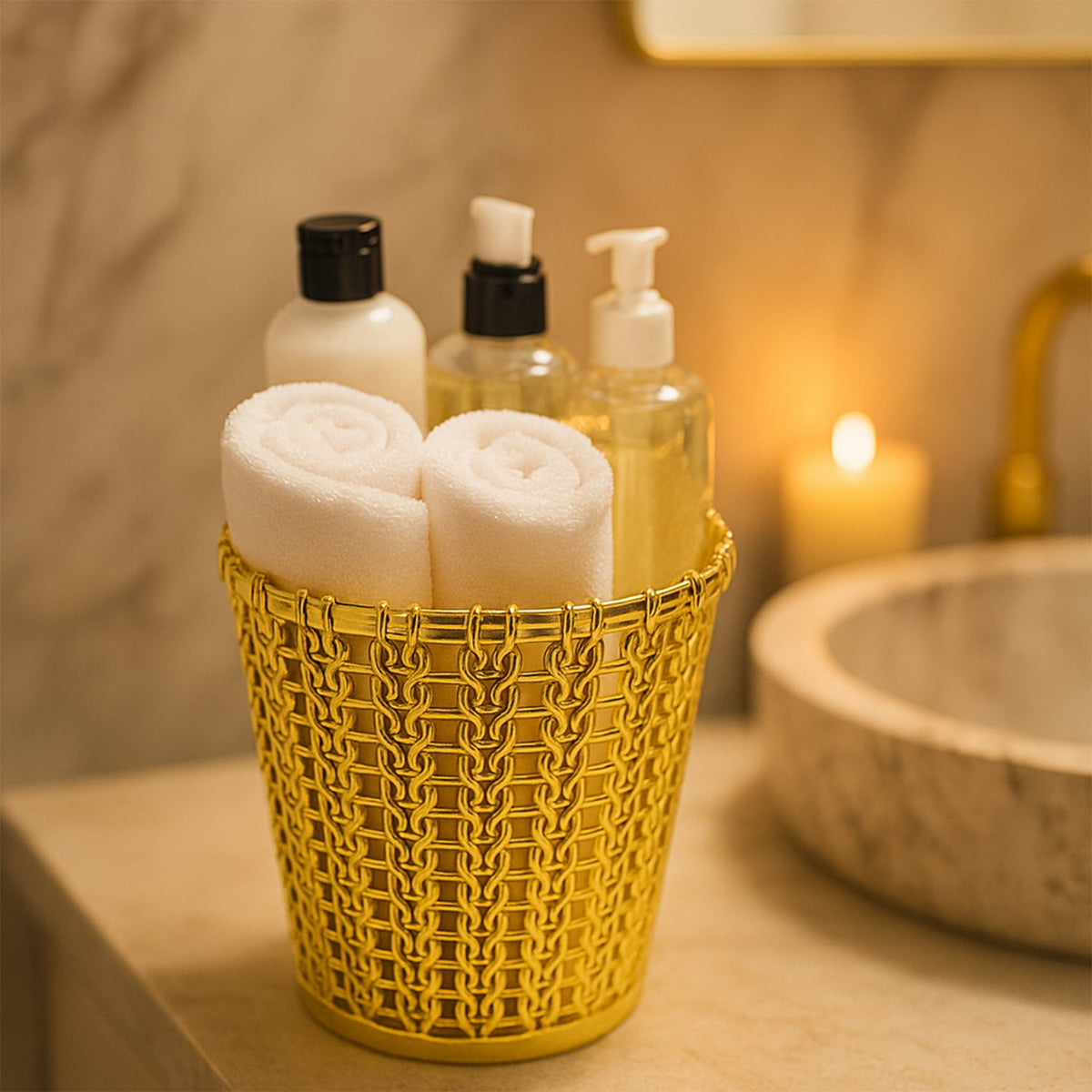 Luxury Golden Decorative Makeup Brush Holder Organizer (1 Pc)