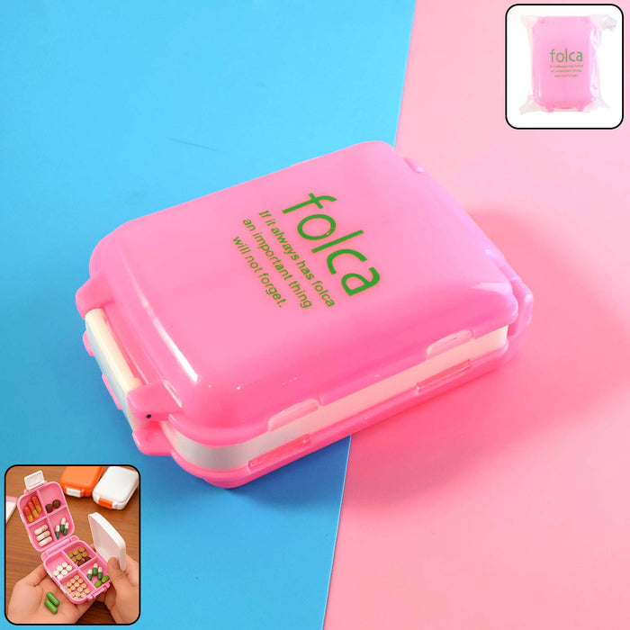 Portable Pink Dual-Sided Pill Organizer Box (1 Pc)
