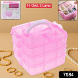 Versatile 18-Grid 3-Layer Transparent Plastic Organizer Box