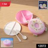 Donut Shaped Double Insulated 3 Compartment Lunch Box (1 Pc / Mix Color)
