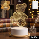 3D Teddy Bear LED Night Lamp – Soft LED Desk Light with Heart Design (1 Pc)