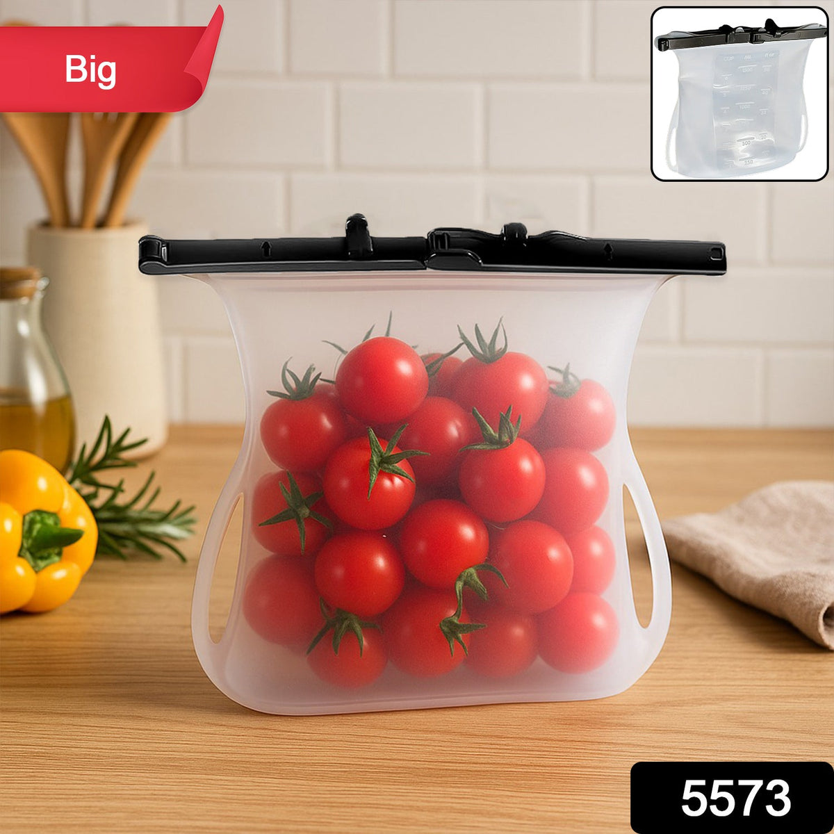 Reusable Silicone Food Storage Bag Leakproof Flat Bottom Freezer 1 Pc