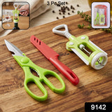 3 Pc Set Kitchen Tool Kit – Wine Bottle Opener, Knife, and Scissors Set