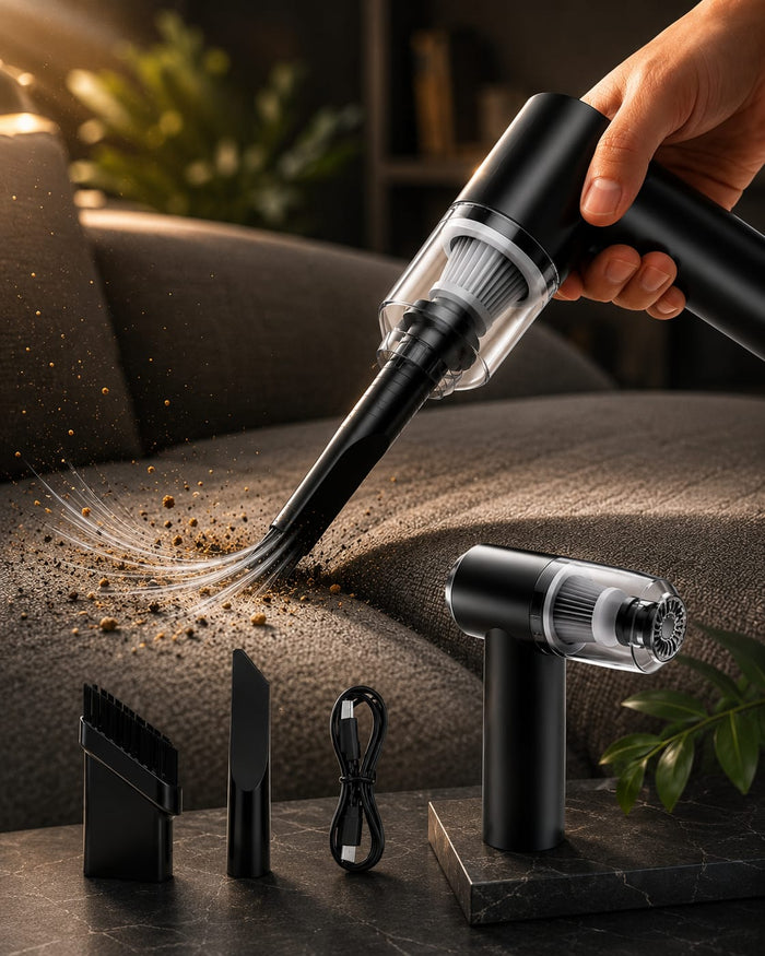 2 in 1 Wireless Vacuum Cleaner – 120W Handheld USB Rechargeable for Home & Car (1 Pc)