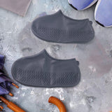 Grey Non-Slip Silicone Rain Reusable Anti skid Waterproof Fordable Boot (1 Pair)